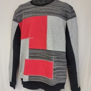HUDSON/Colorblock Crewneck Sweater - Gray, Black, and Red/Size L/NWT